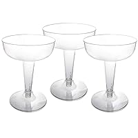 Party Essentials Hard Plastic Two Piece 4-Ounce Champagne Glasses, Clear, 150-Count Glasses