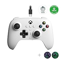 8Bitdo Ultimate Wired Controller for Xbox Series X|S, Xbox One and Windows, Hall Effect Joystick Update, PC Gaming Gamepad with Back Buttons, Trigger Vibration - Officially Licensed (White)