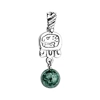 Handcrafted Sterling Silver Nahual Pendant featuring Jadeite Jade Bead | Mayan Calendar, Natural Guatemalan Jade, Non-dyed, Gift Idea