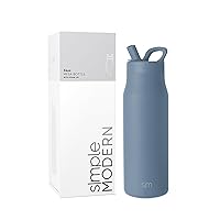 Simple Modern Water Bottle with Straw lid | Insulated Stainless Steel Thermos | Reusable Travel Water Bottles for Gym & Sports | Leak Proof & BPA Free | Mesa Collection | 34oz, Blue Dune