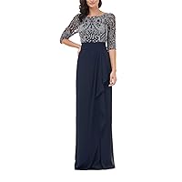 JS Collections Womens Embellished Draped Evening Dress