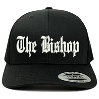 Trendy Apparel Shop The Bishop Old English Embroidered Retro Fit Trucker Mesh Cap