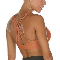 icyzone Workout Sports Bras for Women - Strappy Sports Bra Padded for Yoga, Running, Fitness - Athletic Activewear Tops