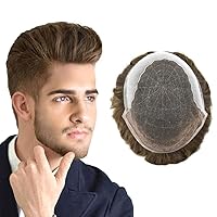 Toupee for Men Hair Replacement Systems Swiss Lace Front Mens Toupee Bleached Knot Natural Human Hair Piece (7x9