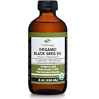 Organic Black Seed Oil - USDA Certified Cold Pressed Glass Bottle Over 1.5% Thymoquinone 3X strength Turkish Black Cumin Nigella Sativa non-GMO 100% Pure Blackseed Oil (8oz Glass Bottle)