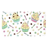 Non-Slip Cute Frozen Yogurt Cream Pattern Bathtub Mat, Rectangular Shower Mat with Suction Cups Drain Holes, Floor Tub Mat for Baby Kids Toddlers, 15.1x26.8 Inch