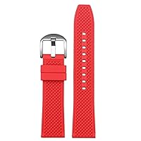 Rubber WatchBand 20m 22mm Quick Release Watch Replacement Strap Men WatchBands (Color : Red-Silver Buckle, Size : 20mm)