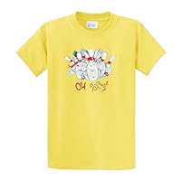 Bowling Funny Oh Shit Angry Bowling Pins Retro Tee #!&? Humorous Team League Bowl Candlepin Tee-Yellow-Small