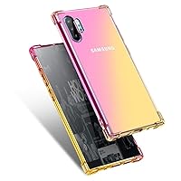 Gradient TPU Case for Samsung Galaxy Note 10 Plus,Anti-Shock Bumper Slim Case with Four Reinforced Corners Airbag for Galaxy Note 10 Plus 5G(Pink/Gold)
