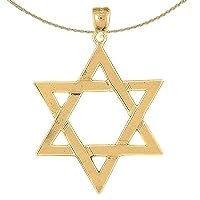 14K Yellow Gold Star of David Pendant with 18