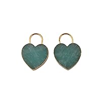 amazonite Heart Shape Single Bail Gemstone, Pendant Connectors, Gold Electroplated Natural Gemstone, Charm Connectors 5 piece