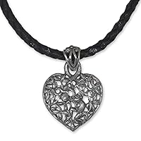NOVICA Handmade .925 Sterling silver Heart Necklace Leather Pendant Cord Indonesia Animal Themed Monkey 'Love of Nature'