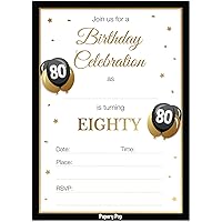 80th Birthday Invitations for Men or Women with Envelopes (30 Pack) - 80 Eighty Year Old Anniversary Party Celebration Invites Cards