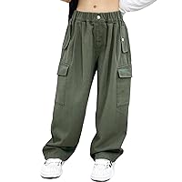 Girl's Casual Cargo Jogger Pants Athletic Hiking Sports Sweatpants Loose Street Hip Hop Dance Trousers