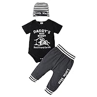 Boy Toddler Sweat Outfits Summer Baby Boy 0 24m Printing Suit Hat T Shirt Trousers Summer Clothing (Black, 9-12 Months)