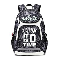 Basketball T-atum Multifunction Backpack Travel Laptop Daypack Night Reflective Strip Fans Bag For Men Women (Grey - 1)