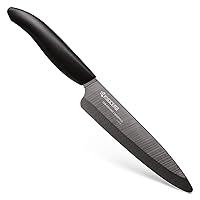 Kyocera Advanced Ceramic Revolution Series 5-inch Slicing Knife, Black Handle, Black Blade