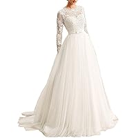 Women's A-Line Applique Wedding Dresses 2018 Long Lace Bridal Gowns