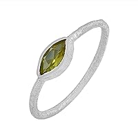 925 Sterling Silver Marquise Shape Peridot Birthstone Ring Jewelry For Women & Girls