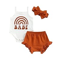 Kuriozud Newborn Infant Baby Girl 2 Piece Summer Outfits Tank Romper Top + Ruffle Bloomer Shorts Set Clothes
