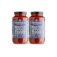 Sonoma Gourmet Roasted Veggies Pasta Sauce | USDA Organic, Non-GMO, Gluten-Free and No Sugar Added | Made With Fresh Ingredients | 25 Ounce Jars (Pack of 2)