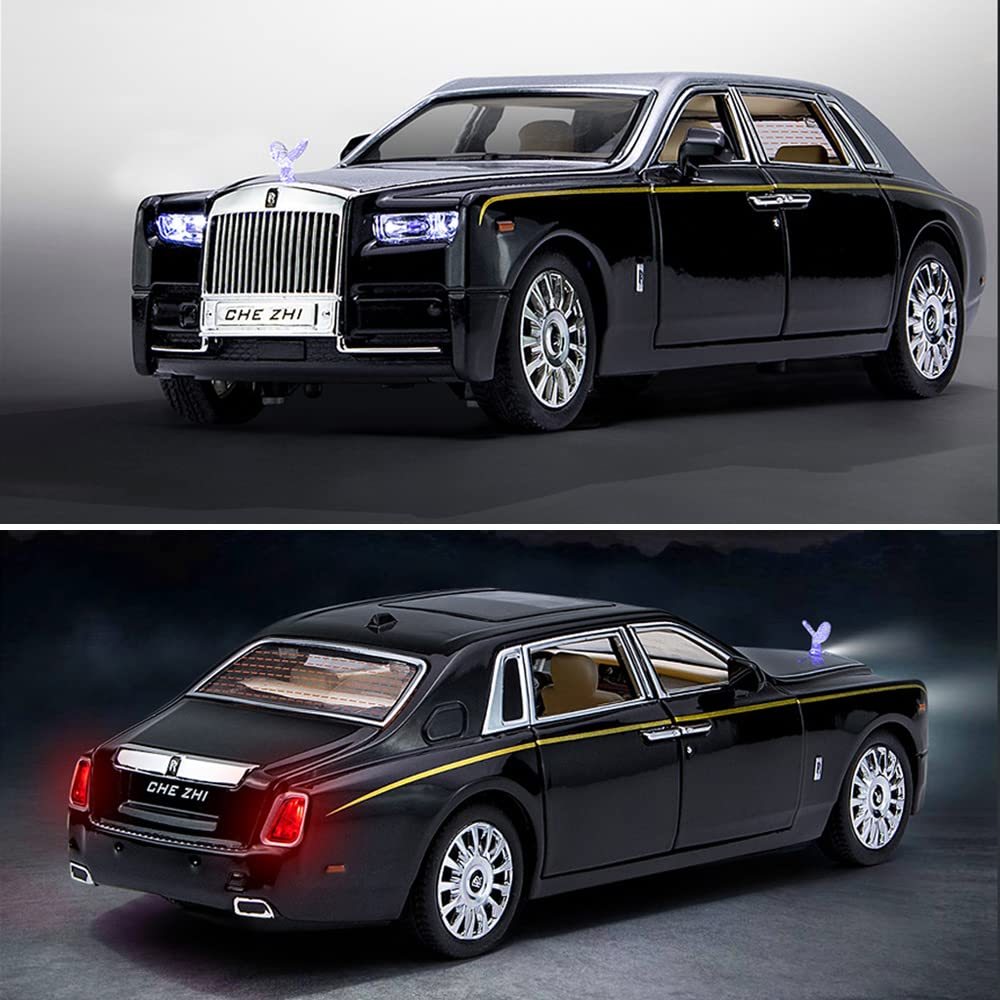Amazoncom BDTCTK 124 RollsRoyce Phantom Model CarZinc Alloy Pull Back  Toy Diecast Toy Cars with Sound and Light for Kids Boy Girl GiftBlack   Toys  Games