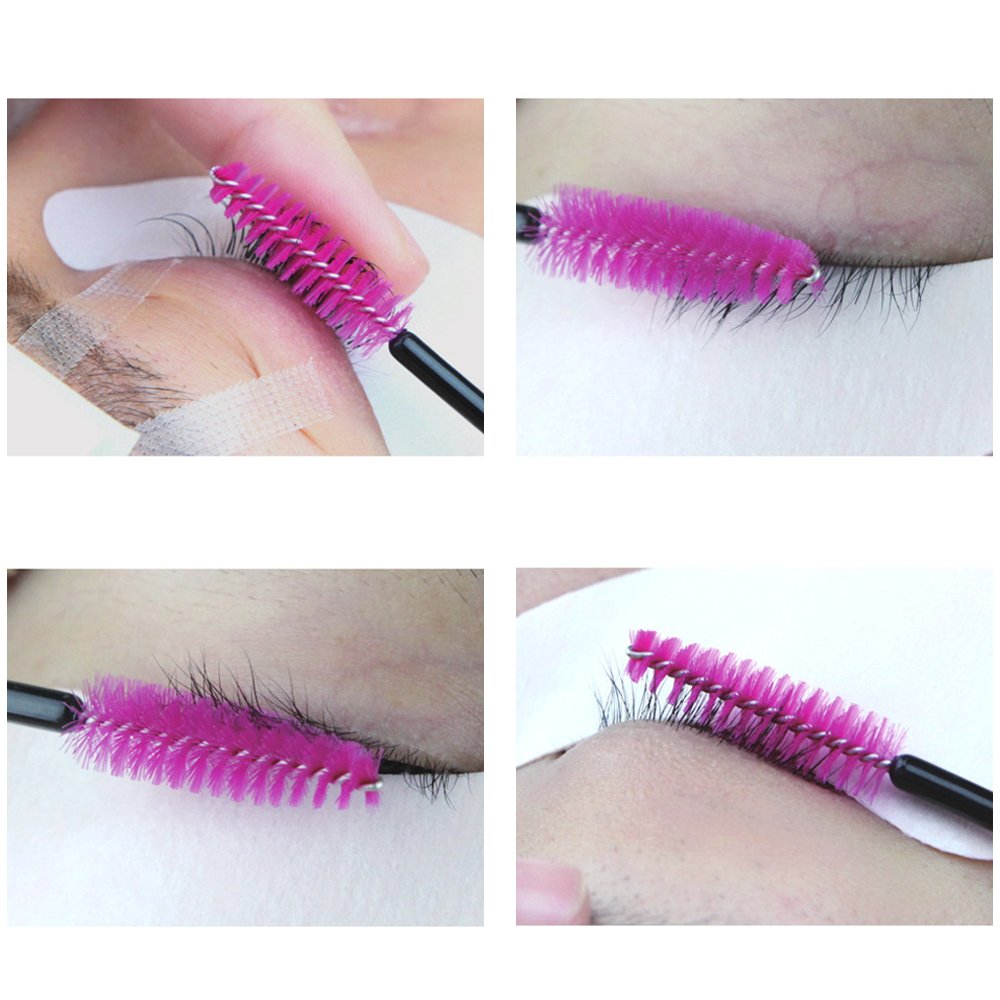 G2PLUS Disposable Eyelash Mascara Brushes Wands Applicator Makeup Kits 100 Pack Eyelash Spoolies Eyelashes Brush for Eyelash Extensions and Eyebrow Brush (Rose)