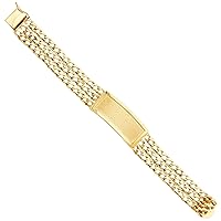 14k Yellow gold 15mm 3L Light Cuban Link ID Bracelet 8.5 Inch gold Bracelet For men's