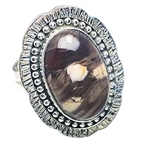 Ana Silver Co Large Peanut Wood Jasper Ring Size 7.25 (925 Sterling Silver) - Handmade Jewelry, Bohemian, Vintage RING72432