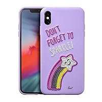 LAUT - Sparkle for iPhone Xs Max | Premium Faux Leather & Durable Back Case | Rainbow Sequins & Smiley Star Face | Wireless Charging Compatible