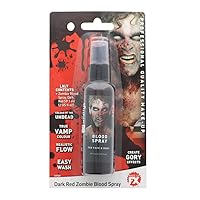 Dark Red Blood Spray - 2 Fl Oz - Realistic Gory Blood Effects, True Vampire Color, Easy Wash, Zombie Special FX Fake Blood for Halloween