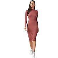Dresses for Women Stand Collar Bodycon Dress (Color : Redwood, Size : Medium)