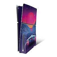 MightySkins Skin Compatible with Playstation 5 Slim Disk Edition Console Only - Synthwave Drive | Protective, Durable, and Unique Vinyl Decal wrap Cover | Easy to Apply | Made in The USA