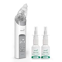 GROWNSY Breathe Easy Nasal Care Set with Electric Nasal Aspirator -Grey, 2 Pack Natural Saline Nasal Spray, Instantly Relieve Nasal Congestion and Help Helps Baby Sleep Better