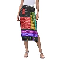 ALAZA Chemistry Periodic Table of The Elements Black Women's Skirts Split Skirt Weekend Skirts