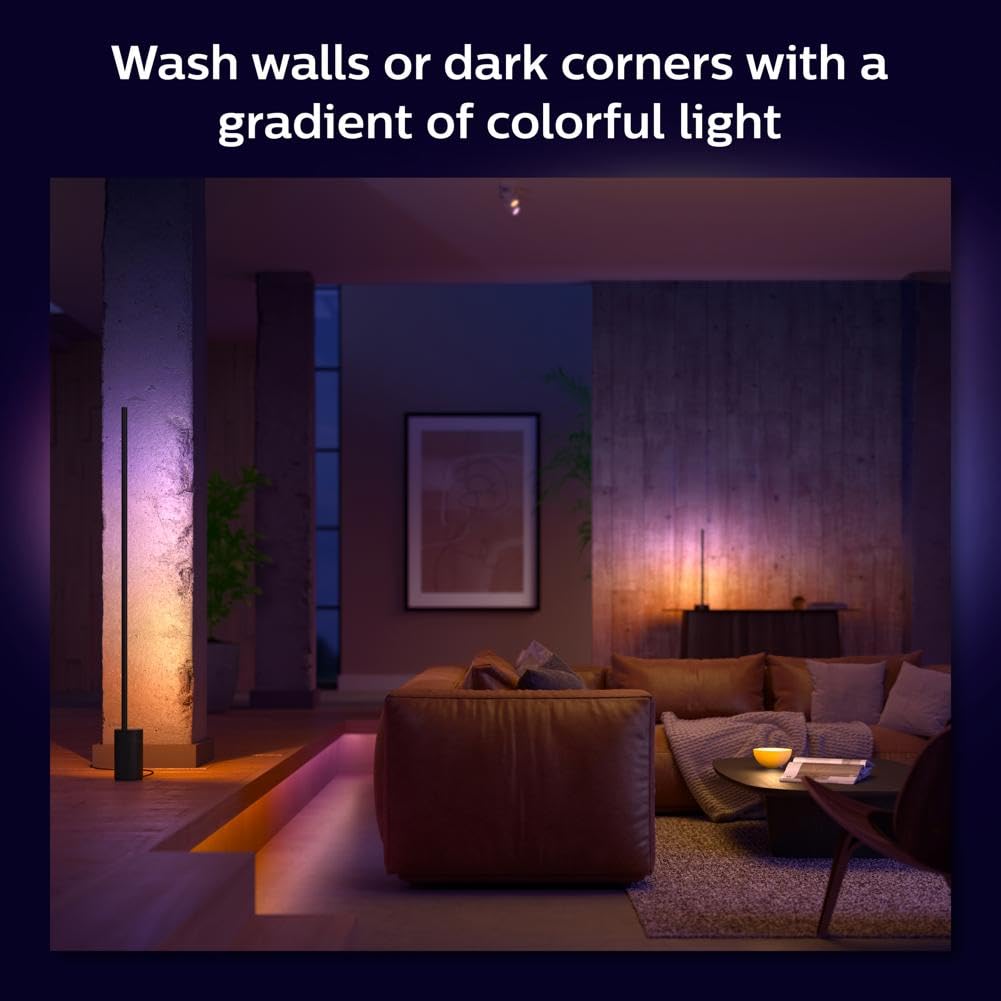 Philips Hue Gradient Signe Table Lamp, Works with Amazon Alexa, Apple Homekit and Google Assistant, Bluetooth Compatible, Flowing Multicolor Effect, Black, 1 Count (Pack of 1)