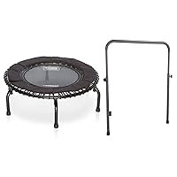 JumpSport 250 Indoor Home Cardio Fitness Rebounder Durable Bounce Exercise Mini Trampoline with Handle Bar Accessory, Premium Bungees, and Workout DVD