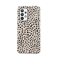 BURGA Phone Case Compatible with Samsung Galaxy A73 - Hybrid 2-Layer Hard Shell + Silicone Protective Case -Black Polka Dots Pattern Nude Almond Latte - Scratch-Resistant Shockproof Cover