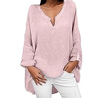 Women's V Neck Long Sleeve T Shirts Classic Fit Loose Fit Tunic Tops Fashion Trendy Clothes Blouse 2024 Trending