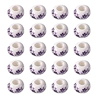 20pcs Chinese Porcelain Beads 15x9mm Flower Ceramic Beads 5mm Large Hole Craft Beads for DIY Arts Crafts Necklace Bracelet Earring (Purple 1), HH240315147