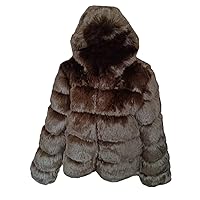 Lisa Colly Women's Winter Parka Coat Warm Faux Fox Fur Overcoat Slim Long Sleeve Faux Fur Coat Jacket Outwear