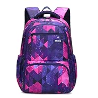MITOWERMI Kids Backpack for Boys Girls Elementary School Backpacks for Girls Children Bookbags Primary Kindergarten Backpack Purple Geometric