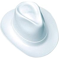 Cowboy Style Hard Hat, Ratchet Suspension, Cotton, Wide Brim, White