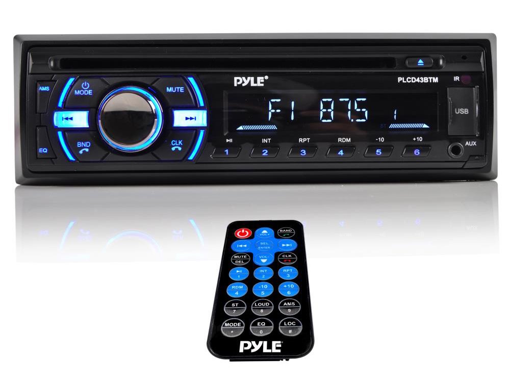 Pyle Boat Bluetooth Marine Stereo Receiver - Marine Head Unit Din Single Stereo Speaker Receiver - Wireless Music Streaming, Hands-Free Calling, CD Player/MP3/USB/AUX/ AM FM Radio -PLCD43BTM (Black)