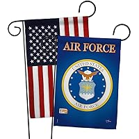 Breeze Decor Air Garden Flag Pack Armed Forces USAF United State American Military Veteran Retire Official USA Applique House Decoration Banner Small Yard Gift Double-Sided, 13