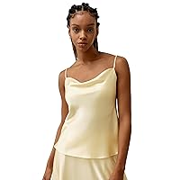 LilySilk Womens Pure Silk Tank Top Ladies Golden Cocoon Cowl Neck Vest Camisole with Adjustable Shoulder Straps