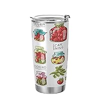 Vegetable Canning Tumbler Stainless Steel Capsicum Cucumber Tomato Insulated Cup Travel Mug for Coffee Double Wall Vacuum Thermos with Straw and Lid 20oz