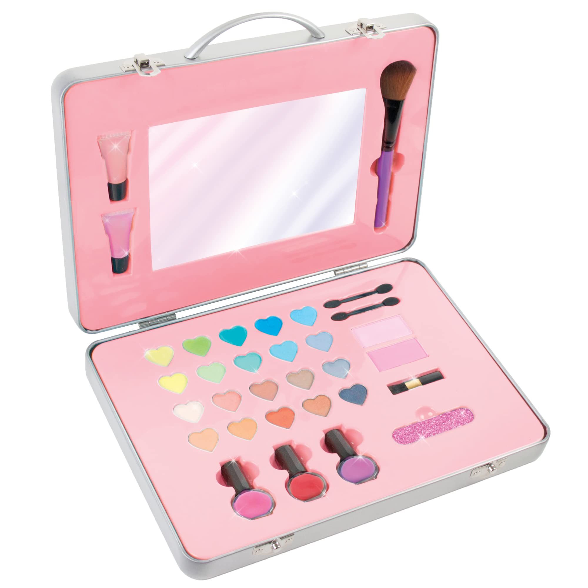 Make It Real: Glam Makeup Set - 10 Piece Travel Hard Case, Tweens & Girls, All-in-One Cosmetic & Beauty Kit, Includes Instrumental Dream Guide for Inspiration, Nails-Lips-Face, Kids Ages 8+
