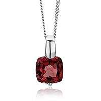 MIORE Birthstone necklace 9ct white gold-yellow gold pendant Ruby-Emerald-Sapphire-Amethyst gemstone 45 cm curb chain spring ring safety closure- gift box