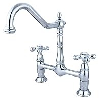 Kingston Brass Elements of Design ES1171AX New Orleans 2-Handle 8' Center Bridge Kitchen Faucet, 8- 1/2', Polished Chrome